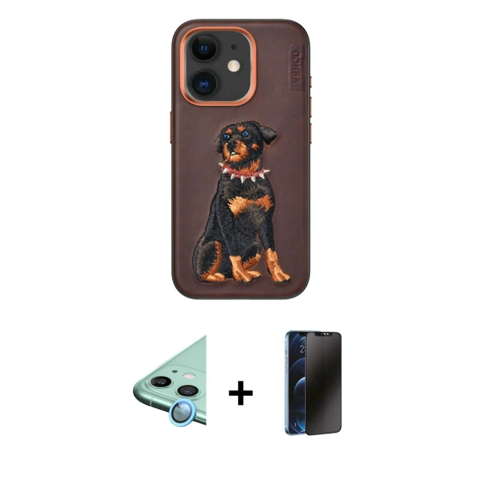MARSİLYAN™- iPhone 11 Kılıf Nova Form Koleksiyonu - Siyah 3D Antistatik Hayalet Cam Ekran Koruyucu + Raze Metal Kamera Lens - MI