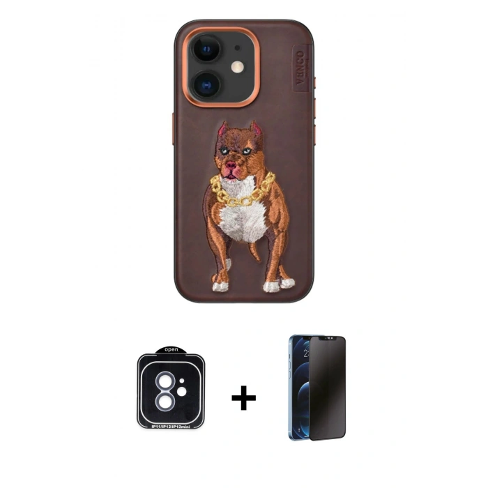 MARSİLYAN™- iPhone 11 Kılıf Nova Form Koleksiyonu - Siyah 3D Antistatik Hayalet Cam Ekran Koruyucu + PVD Metal Kamera Lens - MI