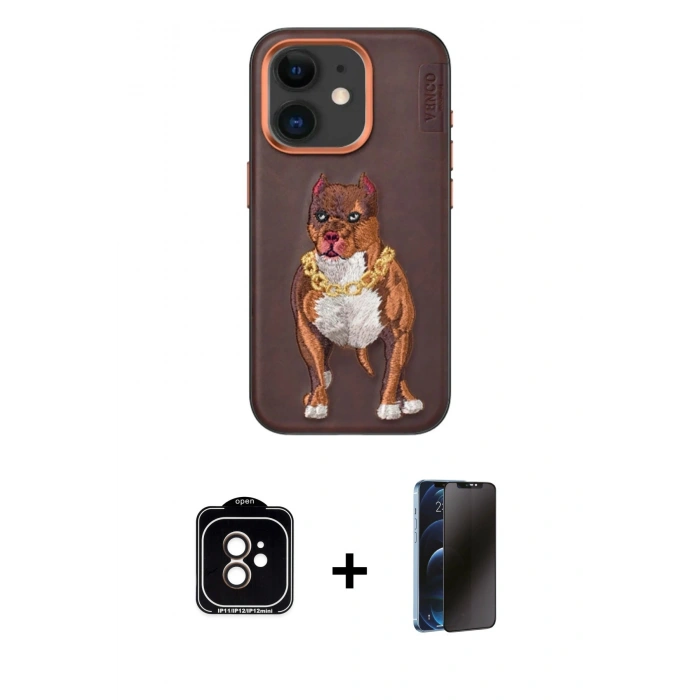 MARSİLYAN™- iPhone 11 Kılıf Nova Form Koleksiyonu - Siyah 3D Antistatik Hayalet Cam Ekran Koruyucu + PVD Metal Kamera Lens - TU