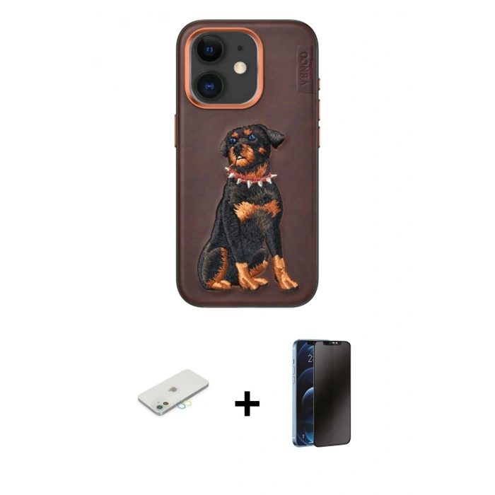MARSİLYAN™- iPhone 11 Kılıf Nova Form Koleksiyonu - Siyah 3D Antistatik Hayalet Cam Ekran Koruyucu + Renkli Kamera Lens Koruma Cam - SI