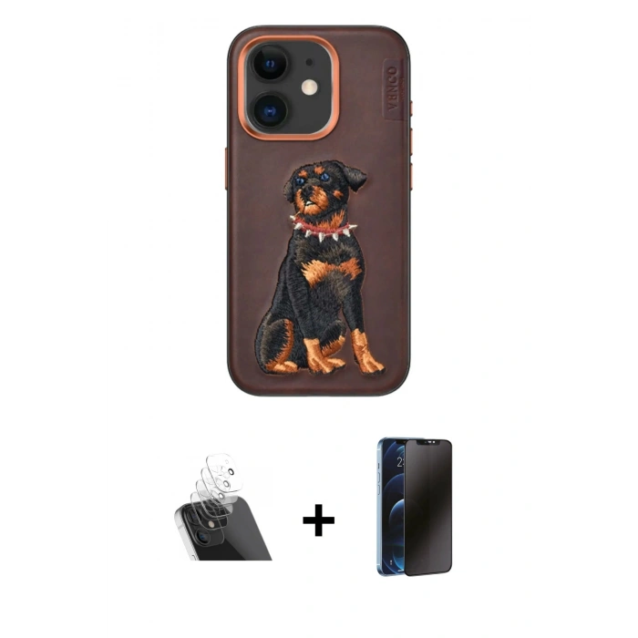 MARSİLYAN™- iPhone 11 Kılıf Nova Form Koleksiyonu - Siyah 3D Antistatik Hayalet Cam Ekran Koruyucu + Şeffaf Kamera Lens Koruma Cam