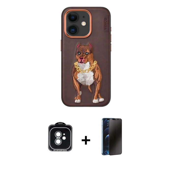 MARSİLYAN™- iPhone 11 Kılıf Nova Form Koleksiyonu - Siyah 3D Antistatik Hayalet Cam Ekran Koruyucu + PVD Metal Kamera Lens - YL