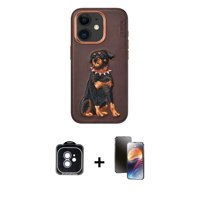 MARSİLYAN™- iPhone 11 Kılıf Nova Form Koleksiyonu - Siyah 3D Antistatik Mat Seramik Nano Ekran Koruyucu + PVD Metal Kamera Lens - MI