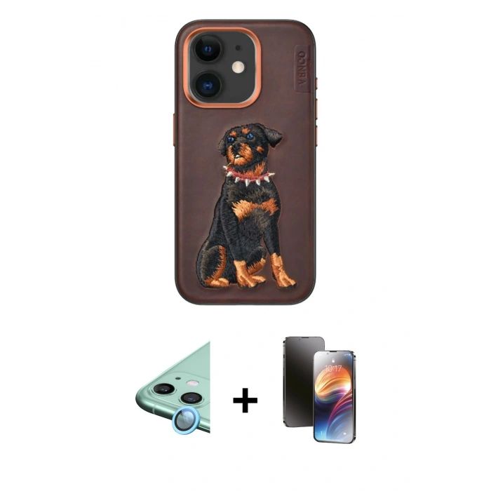 MARSİLYAN™- iPhone 11 Kılıf Nova Form Koleksiyonu - Siyah 3D Antistatik Mat Seramik Nano Ekran Koruyucu + Raze Metal Kamera Lens - MI