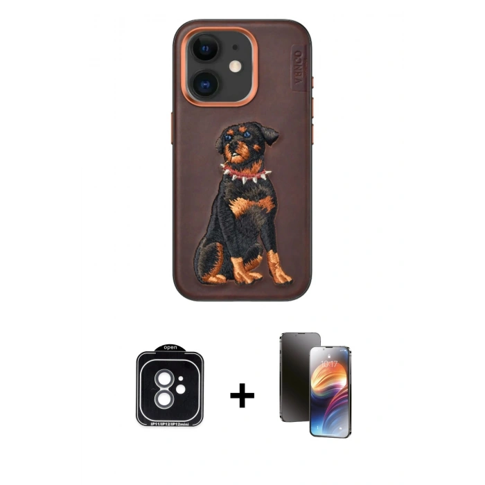 MARSİLYAN™- iPhone 11 Kılıf Nova Form Koleksiyonu - Siyah 3D Antistatik Mat Seramik Nano Ekran Koruyucu + Yeşil PVD Metal Kamera Lens