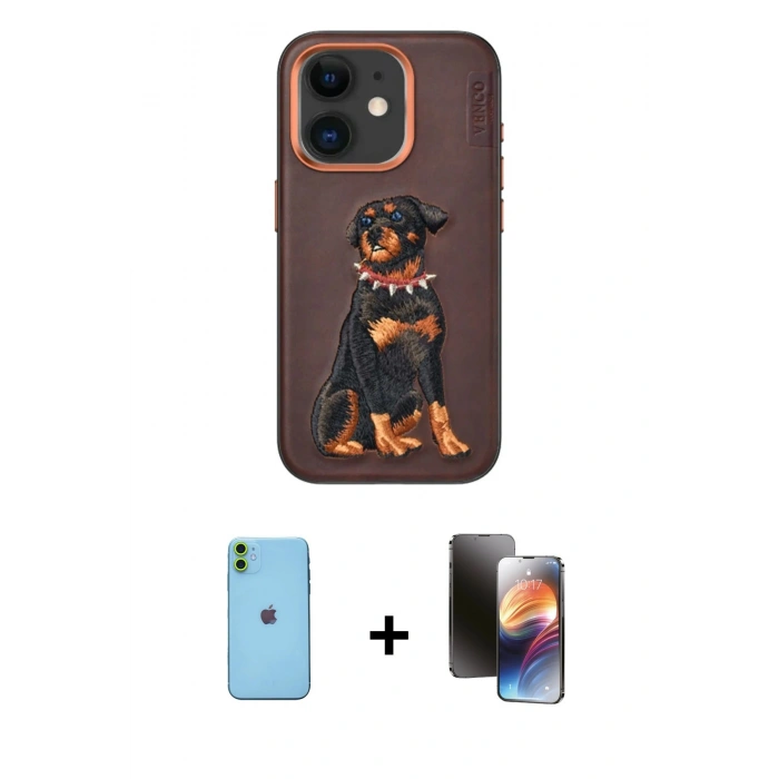 MARSİLYAN™- iPhone 11 Kılıf Nova Form Koleksiyonu - Siyah 3D Antistatik Mat Seramik Nano Ekran Koruyucu + Neon Fosforlu Kamera Lens - YL