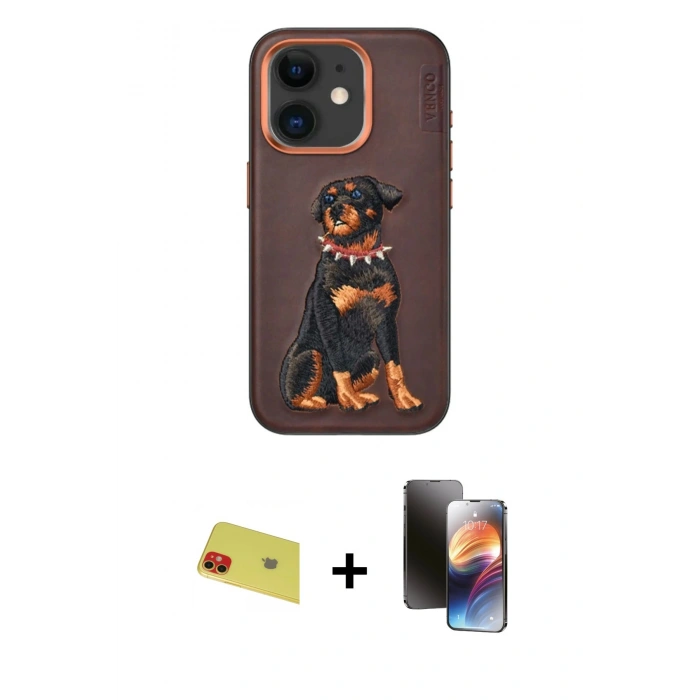 MARSİLYAN™- iPhone 11 Kılıf Nova Form Koleksiyonu - Siyah 3D Antistatik Mat Seramik Nano Ekran Koruyucu + Rainbow Kamera Lens Koruma Cam - KI