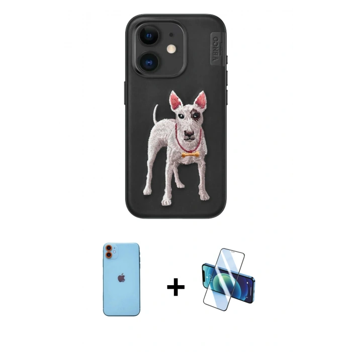MARSİLYAN™- iPhone 11 Kılıf Nova Form Koleksiyonu - Siyah 3D Antistatik Seramik Nano Ekran Koruyucu + Neon Fosforlu Kamera Lens - TU