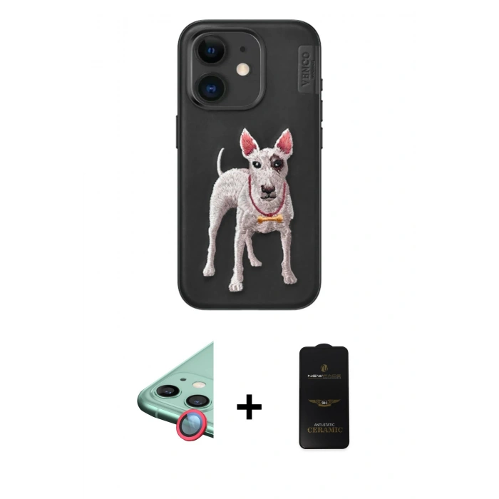 MARSİLYAN™- iPhone 11 Kılıf Nova Form Koleksiyonu - Siyah 6D Antistatik Mat Seramik Hayalet Nano Ekran Koruyucu + Raze Metal Kamera Lens - KI