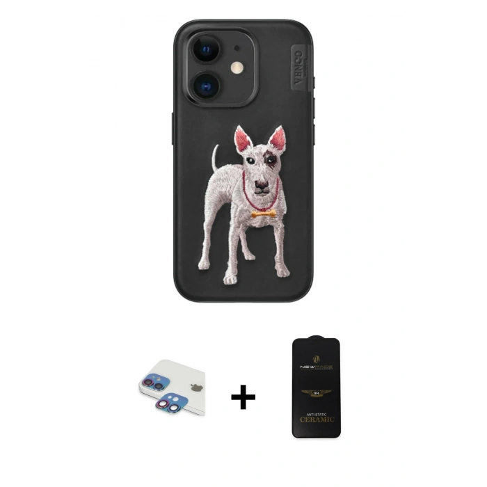 MARSİLYAN™- iPhone 11 Kılıf Nova Form Koleksiyonu - Siyah 6D Antistatik Mat Seramik Hayalet Nano Ekran Koruyucu + Pers Alüminyum Kamera Lens - GI