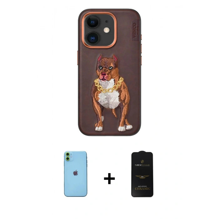 MARSİLYAN™- iPhone 11 Kılıf Nova Form Koleksiyonu - Siyah 6D Antistatik Mat Seramik Hayalet Nano Ekran Koruyucu + Yeşil Neon Fosforlu Kamera Lens