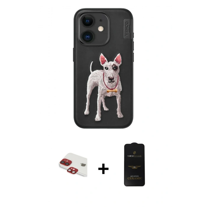 MARSİLYAN™- iPhone 11 Kılıf Nova Form Koleksiyonu - Siyah 6D Antistatik Mat Seramik Hayalet Nano Ekran Koruyucu + Pers Alüminyum Kamera Lens - KI