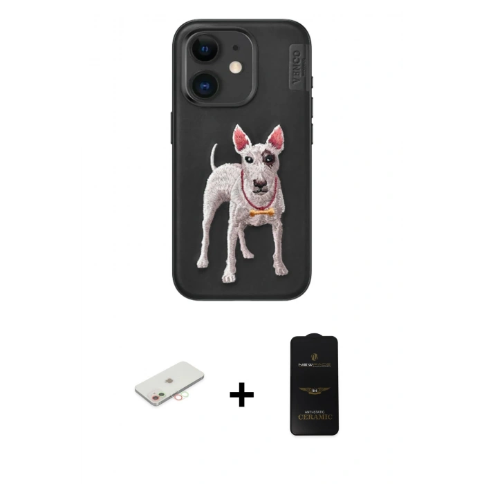 MARSİLYAN™- iPhone 11 Kılıf Nova Form Koleksiyonu - Siyah 6D Antistatik Mat Seramik Hayalet Nano Ekran Koruyucu + Renkli Kamera Lens Koruma Cam - YL