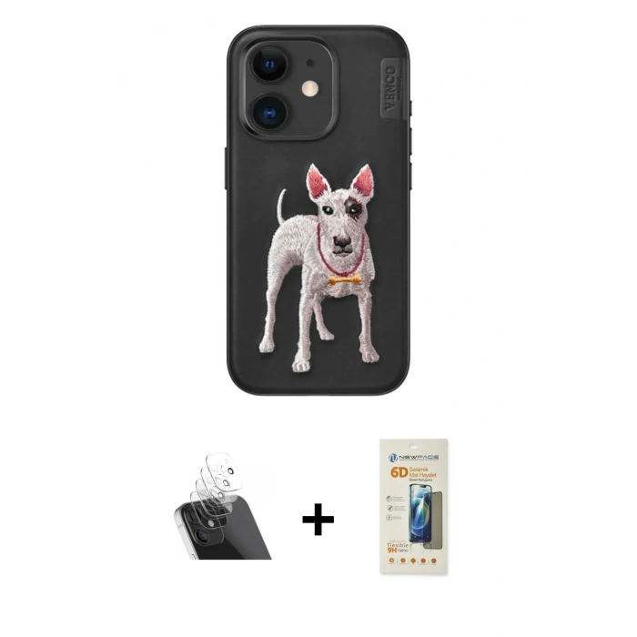 MARSİLYAN™- iPhone 11 Kılıf Nova Form Koleksiyonu - Siyah 6D Mat Seramik Hayalet Nano Ekran Koruyucu + Kamera Lens Koruma Cam - SF
