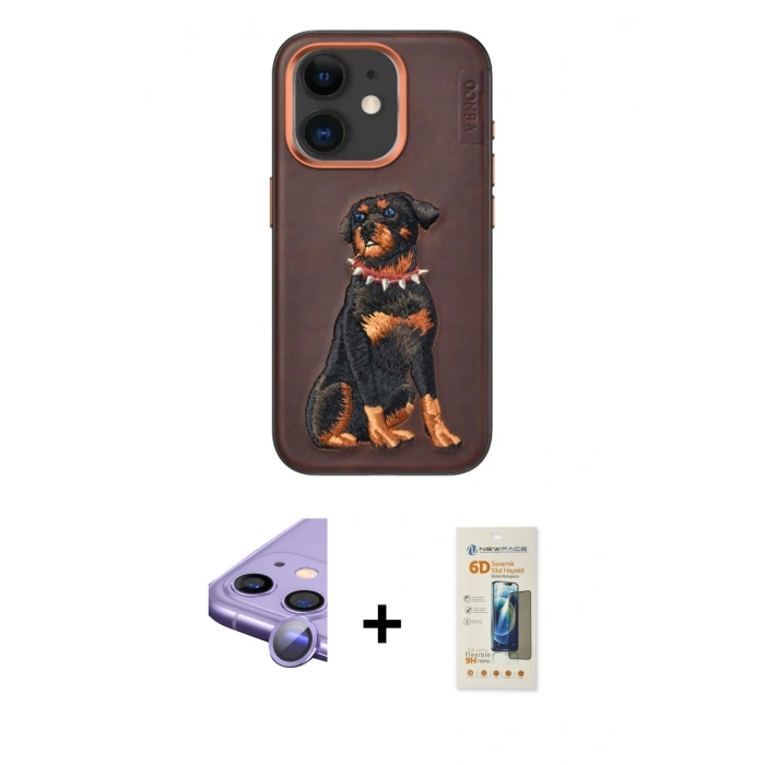 MARSİLYAN™- iPhone 11 Kılıf Nova Form Koleksiyonu - Siyah 6D Mat Seramik Hayalet Nano Ekran Koruyucu + Mor Raze Metal Kamera Lens
