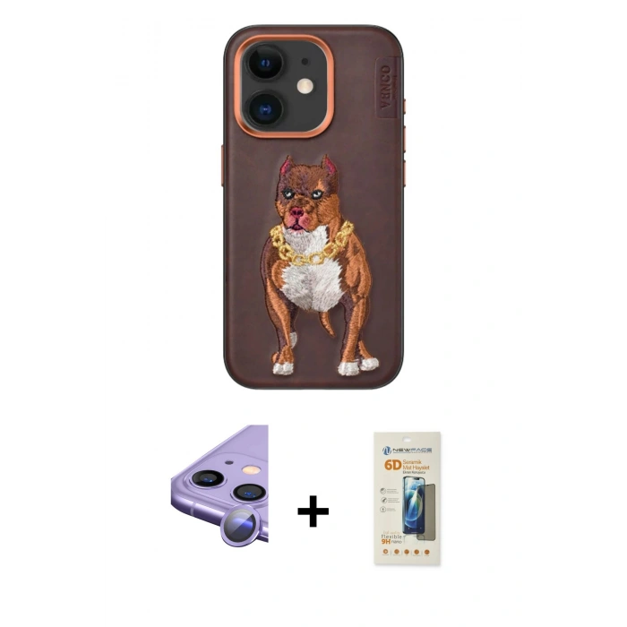 MARSİLYAN™- iPhone 11 Kılıf Nova Form Koleksiyonu - Siyah 6D Mat Seramik Hayalet Nano Ekran Koruyucu + Mor Raze Metal Kamera Lens