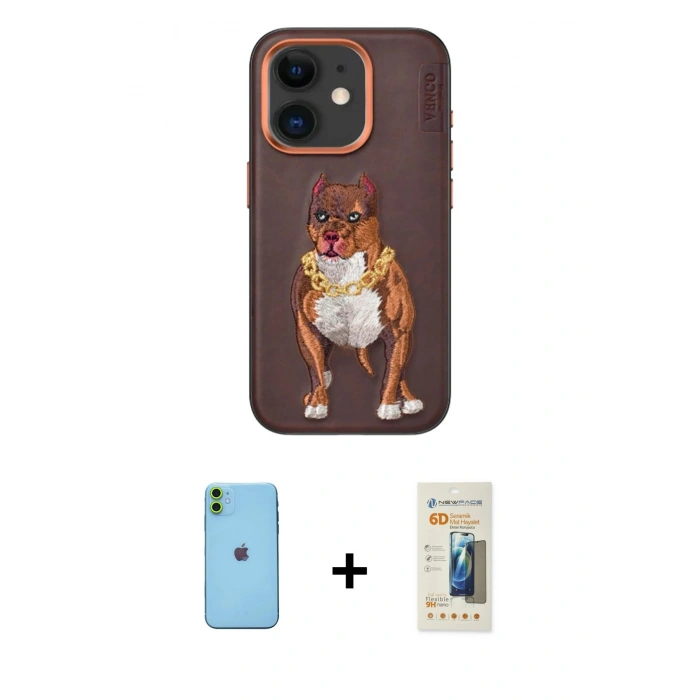 MARSİLYAN™- iPhone 11 Kılıf Nova Form Koleksiyonu - Siyah 6D Mat Seramik Hayalet Nano Ekran Koruyucu + Neon Fosforlu Kamera Lens - YL