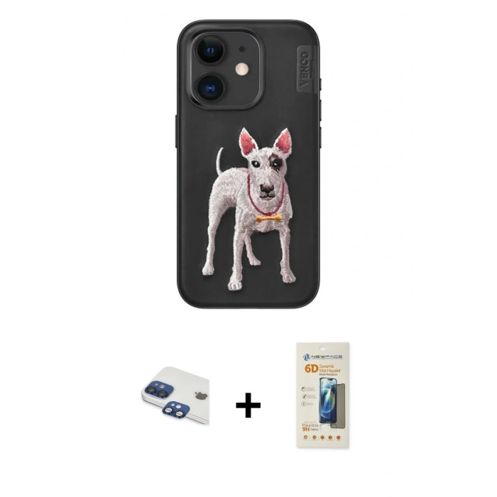 MARSİLYAN™- iPhone 11 Kılıf Nova Form Koleksiyonu - Siyah 6D Mat Seramik Hayalet Nano Ekran Koruyucu + Pers Alüminyum Kamera Lens - LT