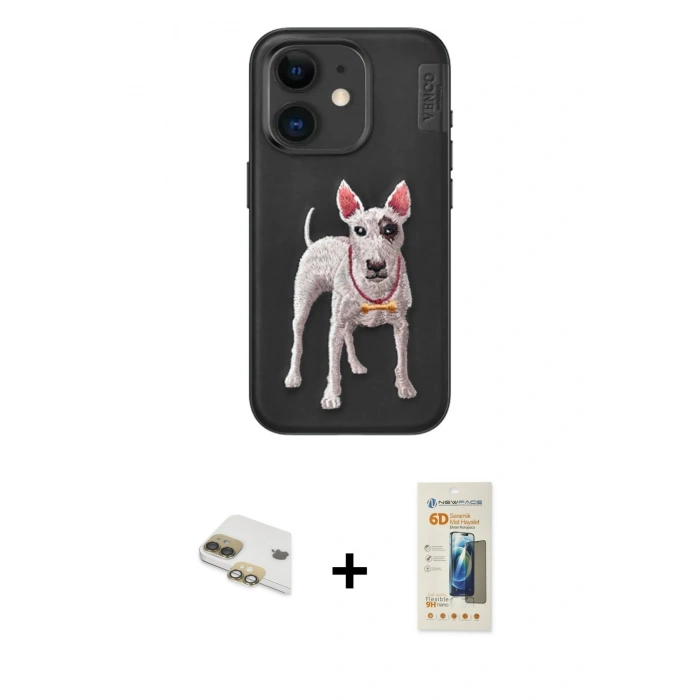 MARSİLYAN™- iPhone 11 Kılıf Nova Form Koleksiyonu - Siyah 6D Mat Seramik Hayalet Nano Ekran Koruyucu + Pers Alüminyum Kamera Lens - GD