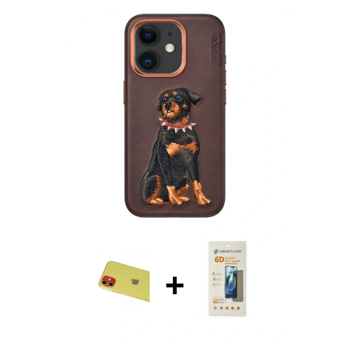 MARSİLYAN™- iPhone 11 Kılıf Nova Form Koleksiyonu - Siyah 6D Mat Seramik Hayalet Nano Ekran Koruyucu + Rainbow Kamera Lens Koruma Cam - KI