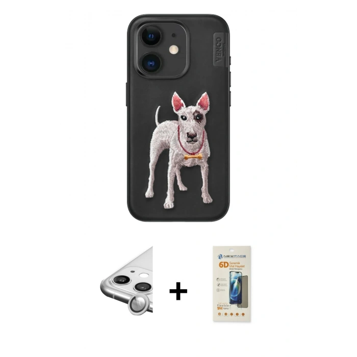 MARSİLYAN™- iPhone 11 Kılıf Nova Form Koleksiyonu - Siyah 6D Mat Seramik Hayalet Nano Ekran Koruyucu + Raze Metal Kamera Lens - GS