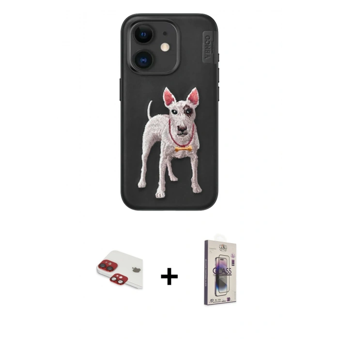 MARSİLYAN™- iPhone 11 Kılıf Nova Form Koleksiyonu - Siyah Bilvis 3D Cam Ekran Koruyucu + Pers Alüminyum Kamera Lens - KI