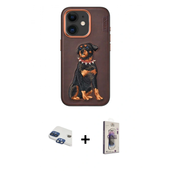 MARSİLYAN™- iPhone 11 Kılıf Nova Form Koleksiyonu - Siyah Bilvis 3D Cam Ekran Koruyucu + Lacivert Pers Alüminyum Kamera Lens
