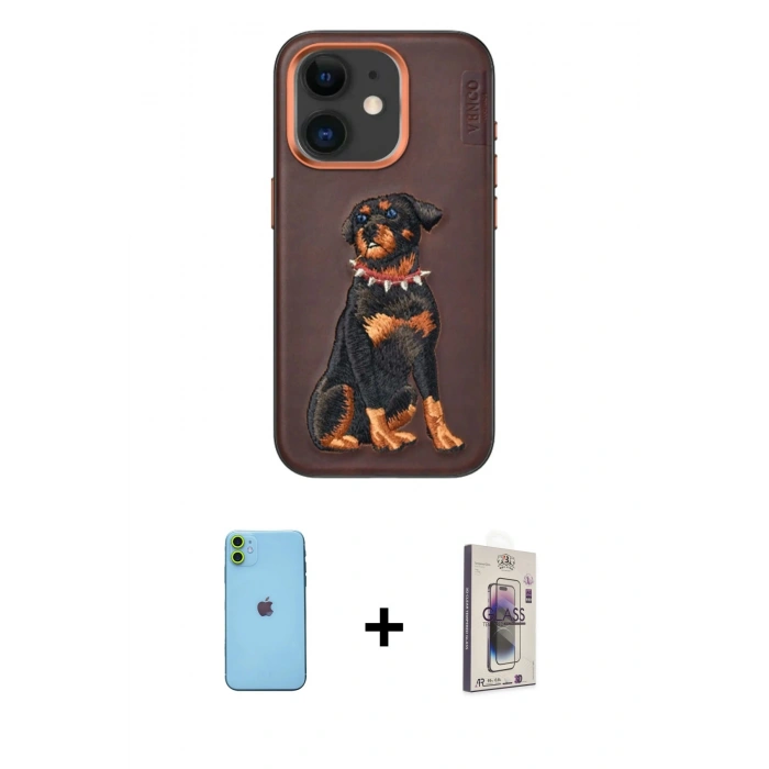 MARSİLYAN™- iPhone 11 Kılıf Nova Form Koleksiyonu - Siyah Bilvis 3D Cam Ekran Koruyucu + Neon Fosforlu Kamera Lens - YL