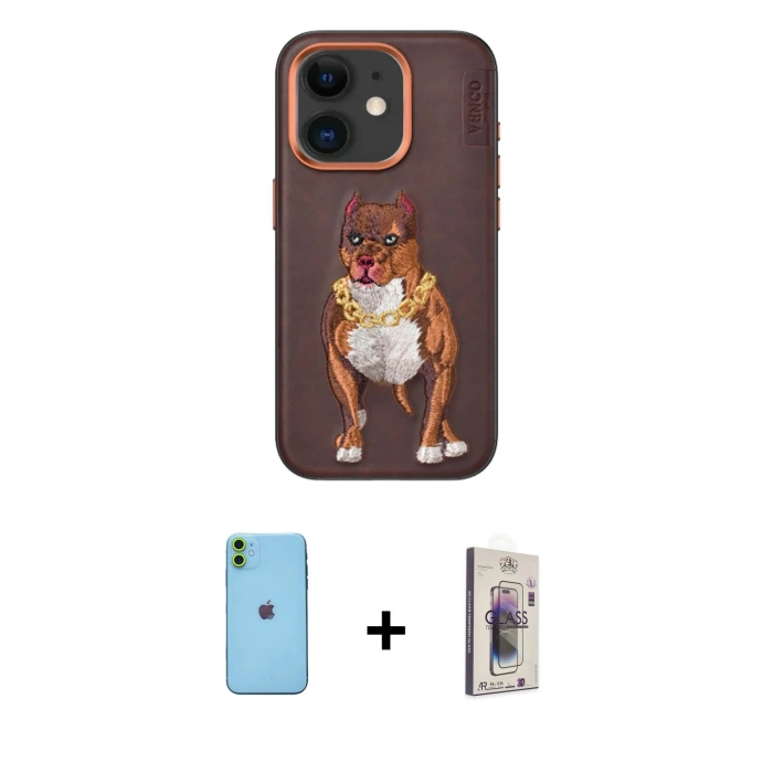 MARSİLYAN™- iPhone 11 Kılıf Nova Form Koleksiyonu - Siyah Bilvis 3D Cam Ekran Koruyucu + Neon Fosforlu Kamera Lens - YL
