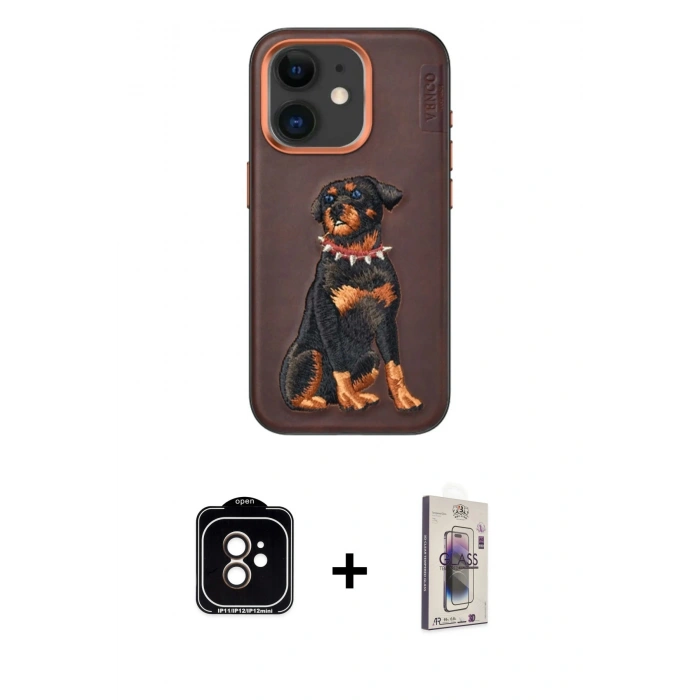 MARSİLYAN™- iPhone 11 Kılıf Nova Form Koleksiyonu - Siyah Bilvis 3D Cam Ekran Koruyucu + PVD Metal Kamera Lens - TU