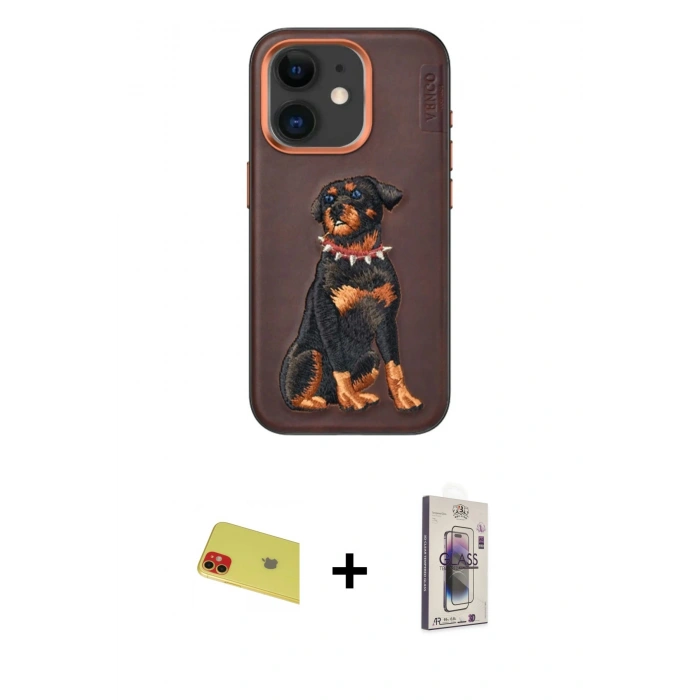 MARSİLYAN™- iPhone 11 Kılıf Nova Form Koleksiyonu - Siyah Bilvis 3D Cam Ekran Koruyucu + Rainbow Kamera Lens Koruma Cam - KI
