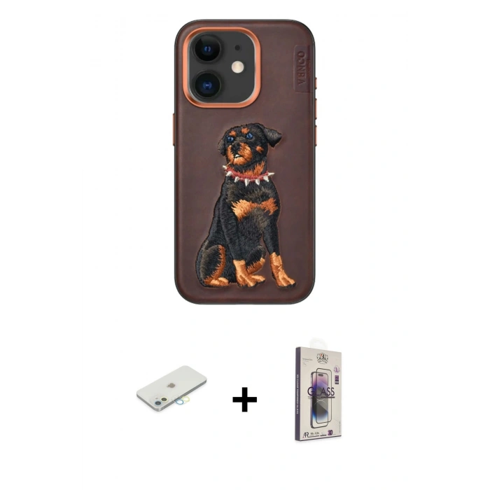 MARSİLYAN™- iPhone 11 Kılıf Nova Form Koleksiyonu - Siyah Bilvis 3D Cam Ekran Koruyucu + Renkli Kamera Lens Koruma Cam - SI