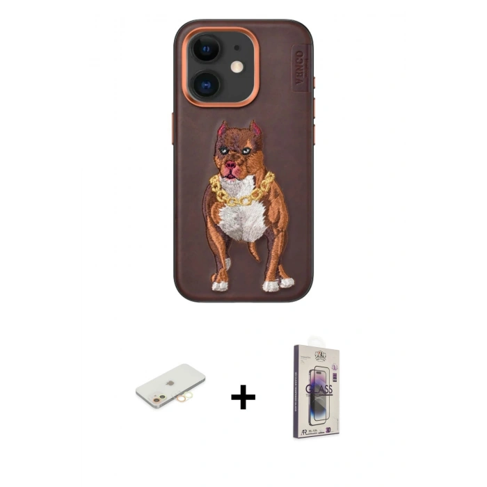 MARSİLYAN™- iPhone 11 Kılıf Nova Form Koleksiyonu - Siyah Bilvis 3D Cam Ekran Koruyucu + Renkli Kamera Lens Koruma Cam - SI