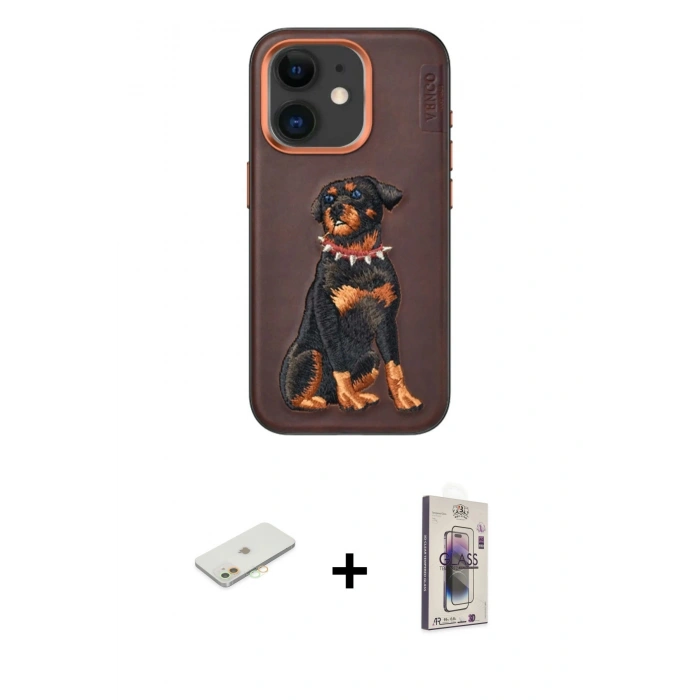 MARSİLYAN™- iPhone 11 Kılıf Nova Form Koleksiyonu - Siyah Bilvis 3D Cam Ekran Koruyucu + Renkli Kamera Lens Koruma Cam - TU