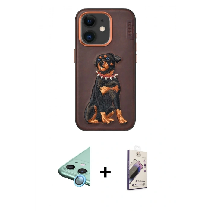 MARSİLYAN™- iPhone 11 Kılıf Nova Form Koleksiyonu - Siyah Bilvis 3D Mat Cam Ekran Koruyucu + Raze Metal Kamera Lens - MI