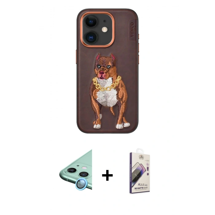 MARSİLYAN™- iPhone 11 Kılıf Nova Form Koleksiyonu - Siyah Bilvis 3D Mat Cam Ekran Koruyucu + Raze Metal Kamera Lens - MI