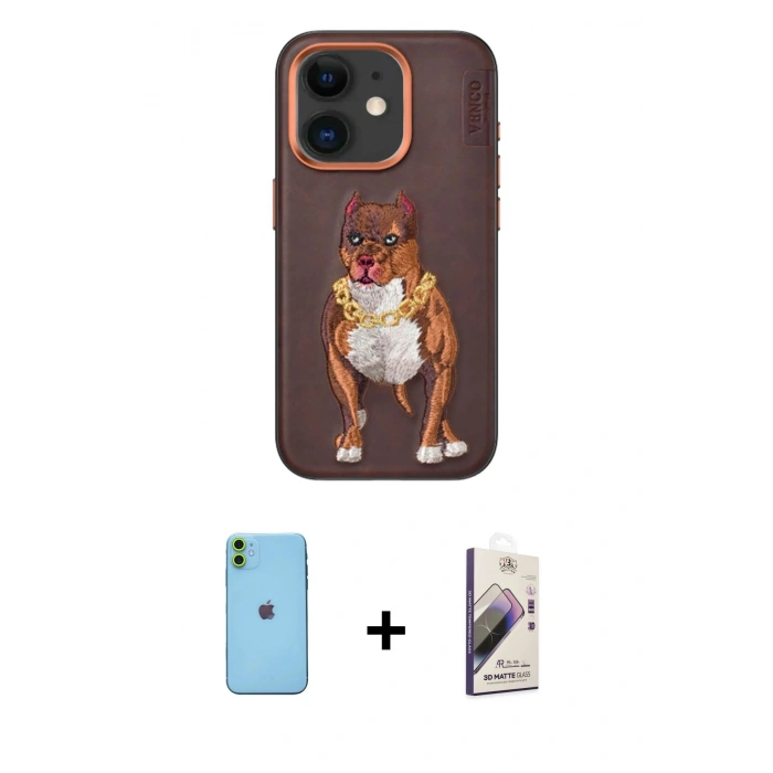 MARSİLYAN™- iPhone 11 Kılıf Nova Form Koleksiyonu - Siyah Bilvis 3D Mat Cam Ekran Koruyucu + Neon Fosforlu Kamera Lens - YL