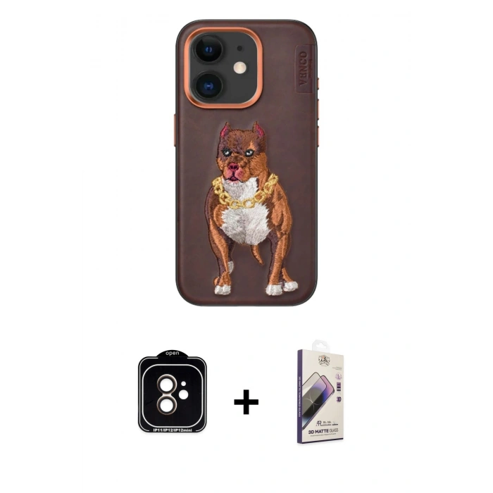 MARSİLYAN™- iPhone 11 Kılıf Nova Form Koleksiyonu - Siyah Bilvis 3D Mat Cam Ekran Koruyucu + PVD Metal Kamera Lens - TU