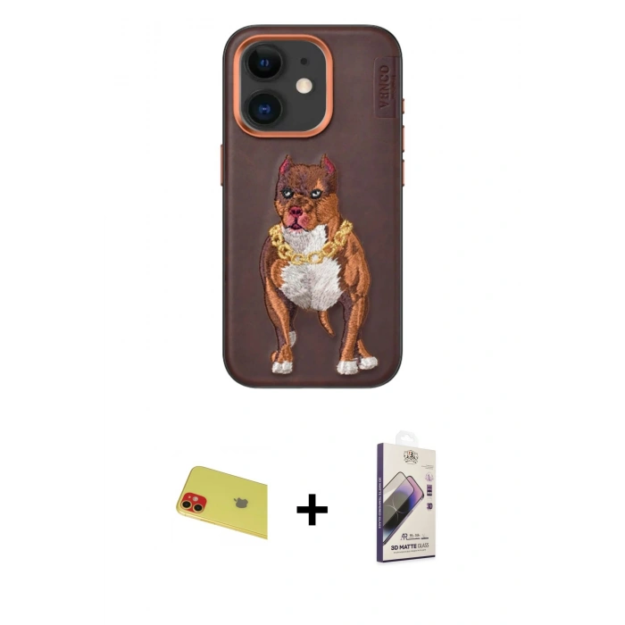 MARSİLYAN™- iPhone 11 Kılıf Nova Form Koleksiyonu - Siyah Bilvis 3D Mat Cam Ekran Koruyucu + Rainbow Kamera Lens Koruma Cam - KI