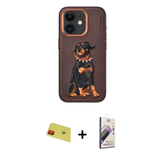 MARSİLYAN™- iPhone 11 Kılıf Nova Form Koleksiyonu - Siyah Bilvis 3D Mat Cam Ekran Koruyucu + Rainbow Kamera Lens Koruma Cam - KI