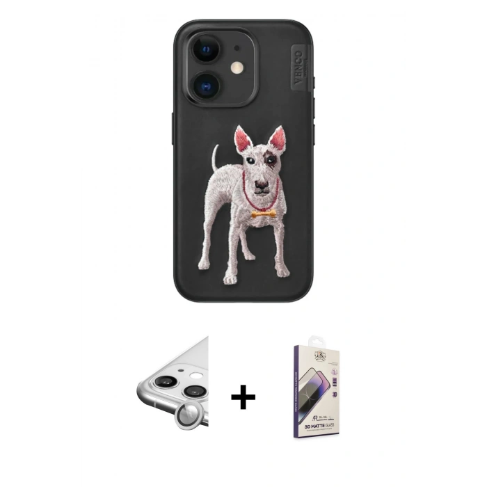 MARSİLYAN™- iPhone 11 Kılıf Nova Form Koleksiyonu - Siyah Bilvis 3D Mat Cam Ekran Koruyucu + Raze Metal Kamera Lens - GS