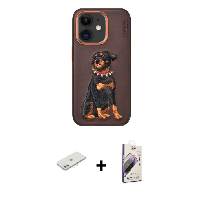 MARSİLYAN™- iPhone 11 Kılıf Nova Form Koleksiyonu - Siyah Bilvis 3D Mat Cam Ekran Koruyucu + Renkli Kamera Lens Koruma Cam - TU