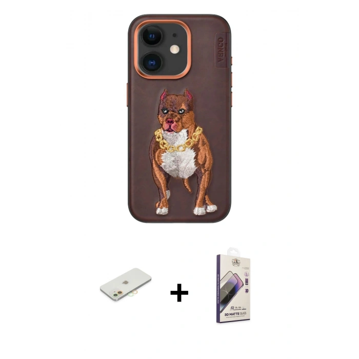 MARSİLYAN™- iPhone 11 Kılıf Nova Form Koleksiyonu - Siyah Bilvis 3D Mat Cam Ekran Koruyucu + Renkli Kamera Lens Koruma Cam - TU