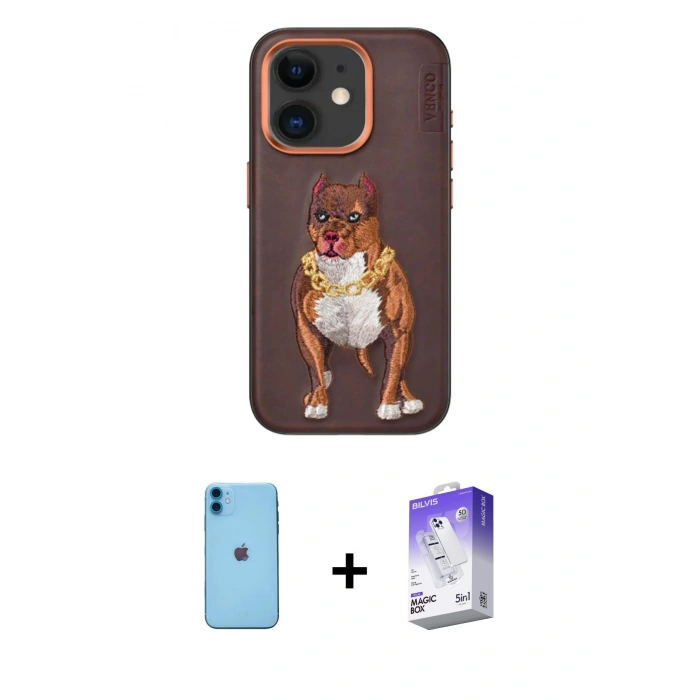 MARSİLYAN™- iPhone 11 Kılıf Nova Form Koleksiyonu - Siyah Bilvis 5in1 3D Magic Cam Ekran Koruyucu + Mavi Neon Fosforlu Kamera Lens