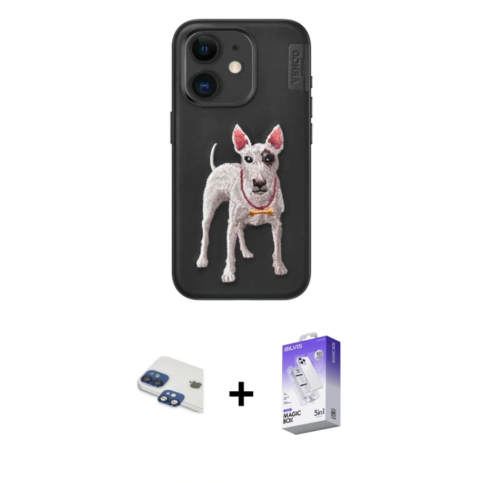 MARSİLYAN™- iPhone 11 Kılıf Nova Form Koleksiyonu - Siyah Bilvis 5in1 3D Magic Cam Ekran Koruyucu + Pers Alüminyum Kamera Lens - LT