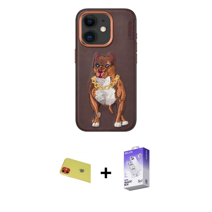 MARSİLYAN™- iPhone 11 Kılıf Nova Form Koleksiyonu - Siyah Bilvis 5in1 3D Magic Cam Ekran Koruyucu + Rainbow Kamera Lens Koruma Cam - KI