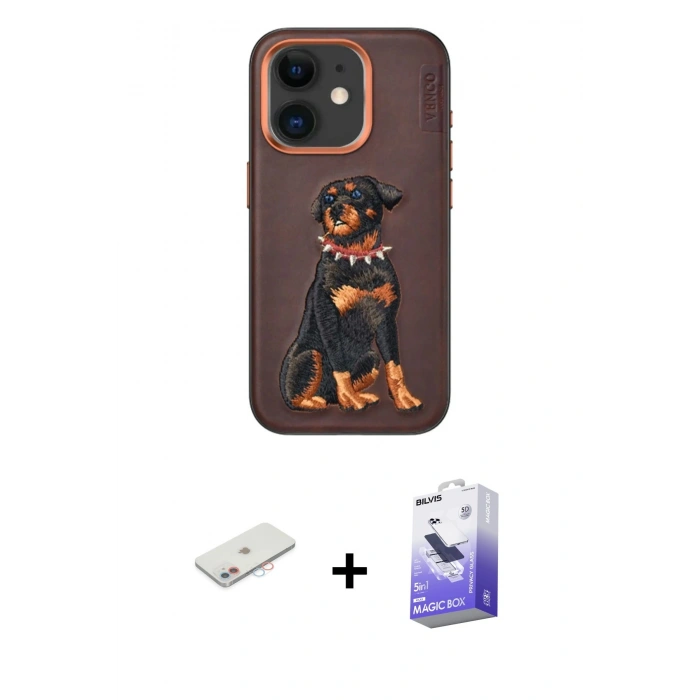 MARSİLYAN™- iPhone 11 Kılıf Nova Form Koleksiyonu - Siyah Bilvis 5in1 5D Magic Hayalet Cam Ekran Koruyucu + Renkli Kamera Lens Koruma Cam - PE