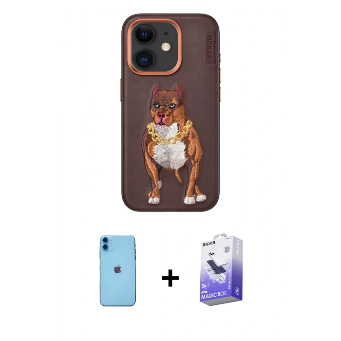 MARSİLYAN™- iPhone 11 Kılıf Nova Form Koleksiyonu - Siyah Bilvis 5in1 5D Magic Hayalet Cam Ekran Koruyucu + Neon Fosforlu Kamera Lens - MI