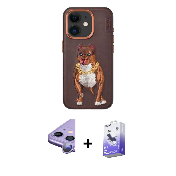 MARSİLYAN™- iPhone 11 Kılıf Nova Form Koleksiyonu - Siyah Bilvis 5in1 5D Magic Hayalet Cam Ekran Koruyucu + Raze Metal Kamera Lens - MR