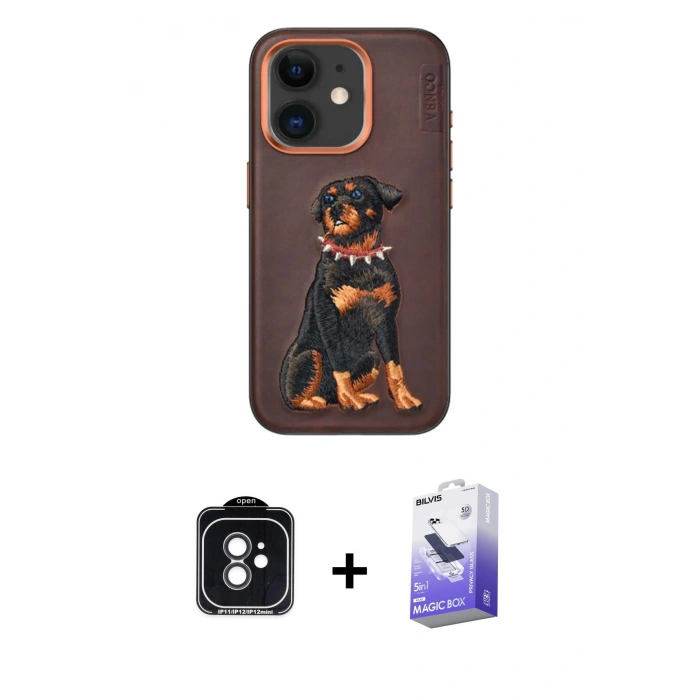 MARSİLYAN™- iPhone 11 Kılıf Nova Form Koleksiyonu - Siyah Bilvis 5in1 5D Magic Hayalet Cam Ekran Koruyucu + PVD Metal Kamera Lens - SH